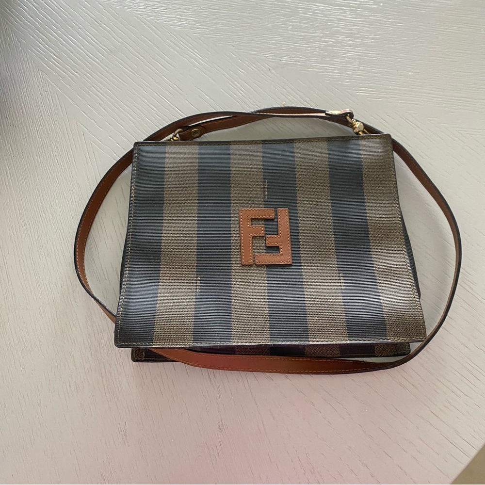 Striped Brown and Black Crossbody Bag
